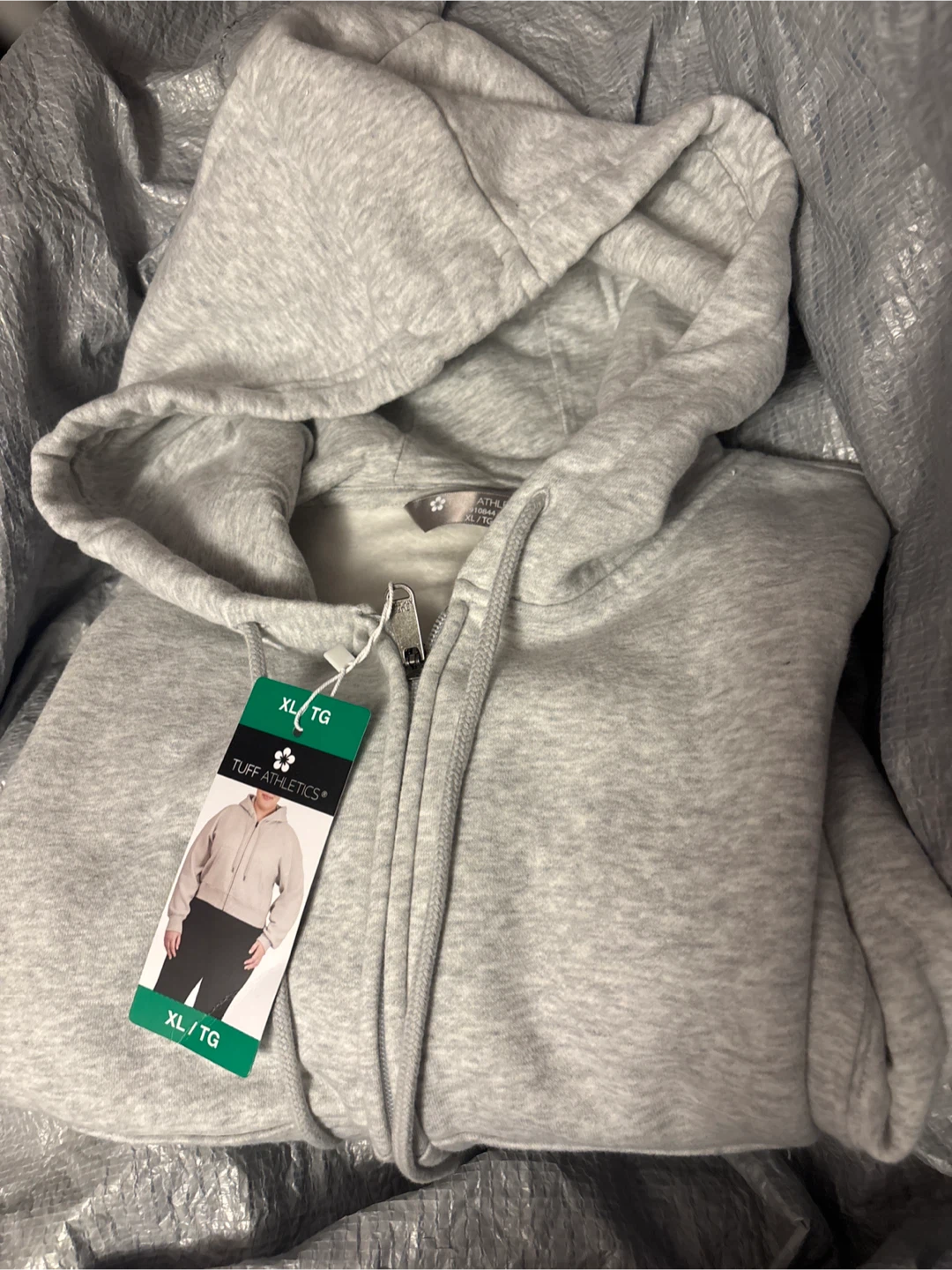 Ladies Tuff Athletics Grey Zip-Up Hoodie - XL/TG