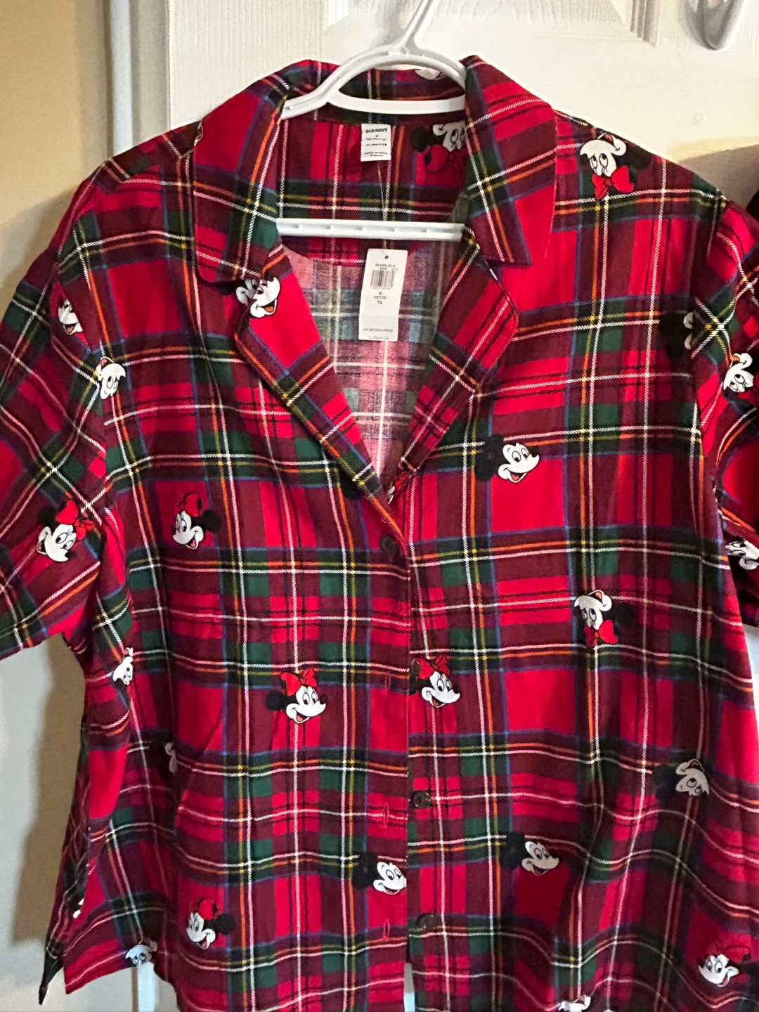 NEW Old Navy x Disney Mickey Mouse Plaid Pajama Set XL Petite - photo 2