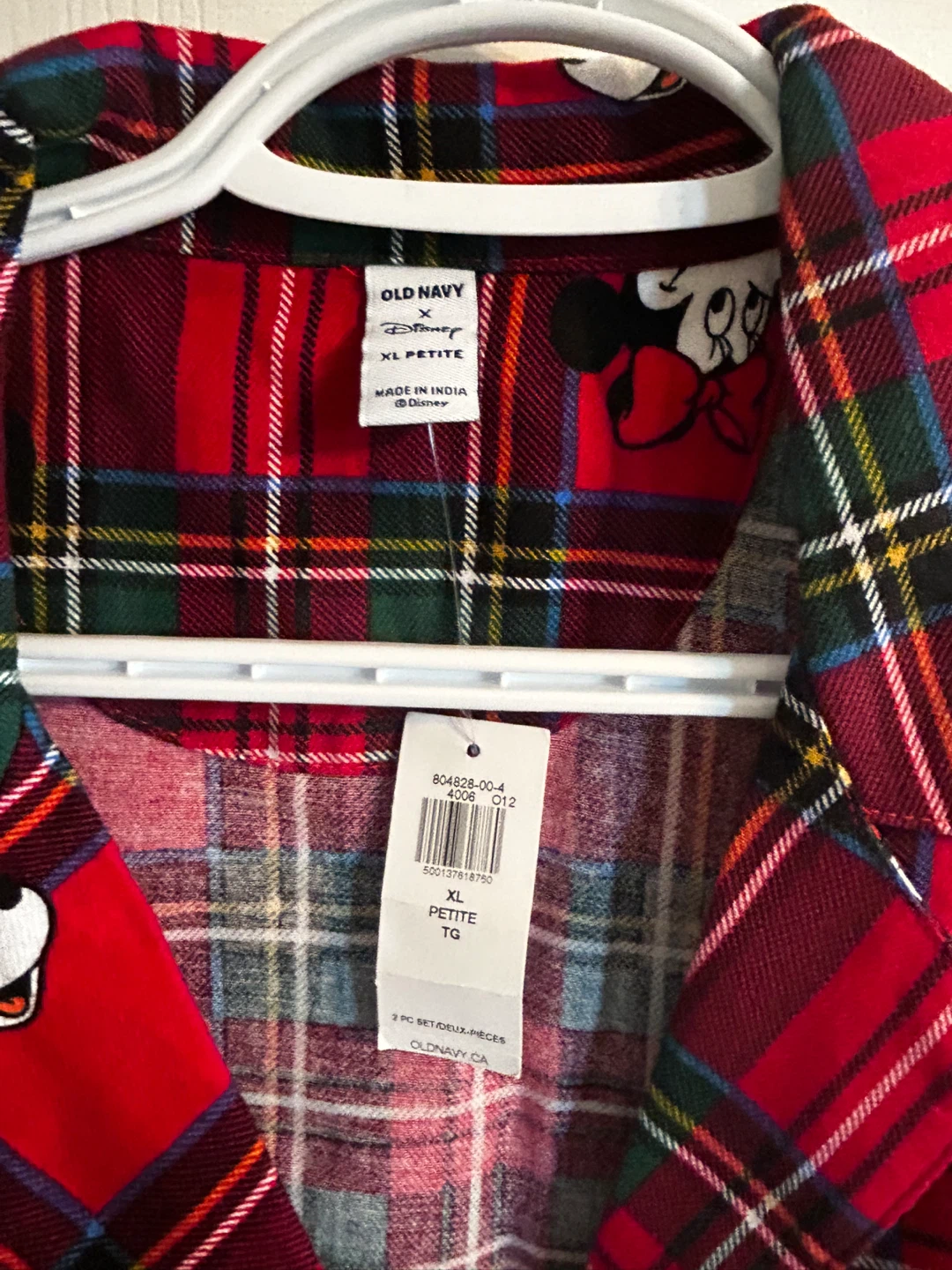NEW Old Navy x Disney Mickey Mouse Plaid Pajama Set XL Petite - photo 3