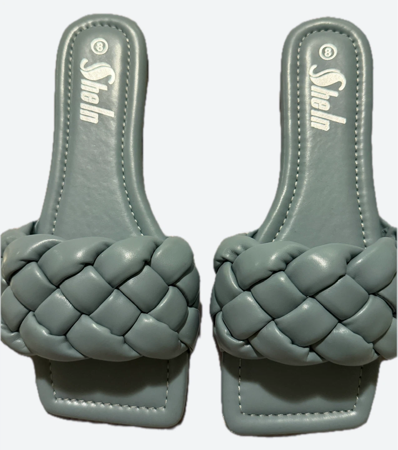 Braided square-toe flat slide sandals –- Blue & Gold - photo 2
