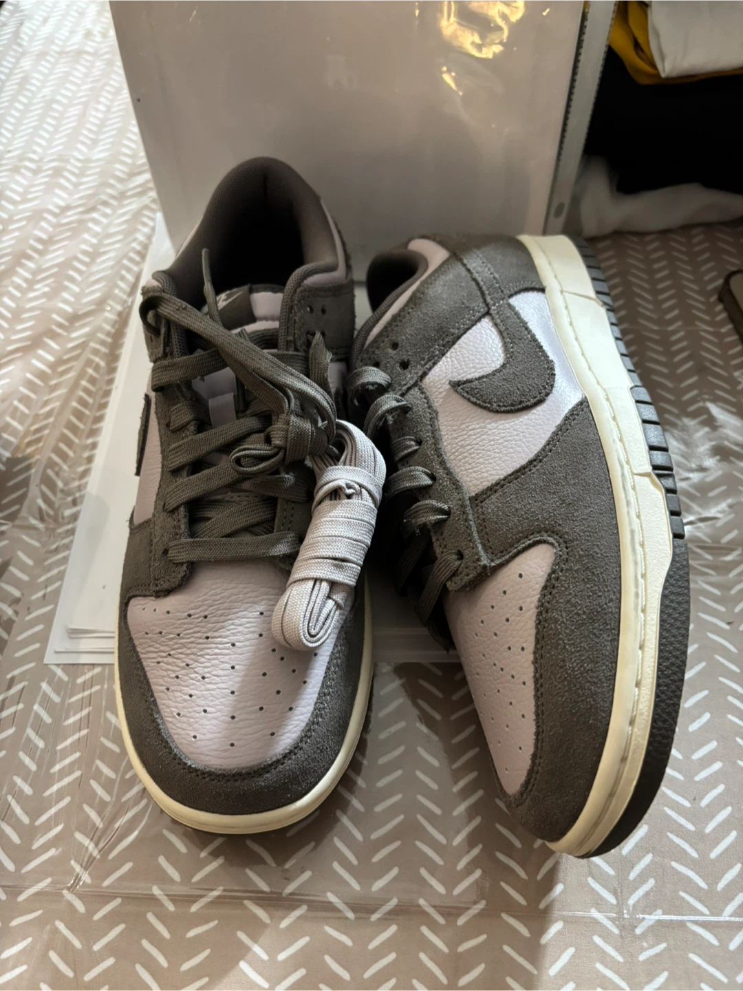 Nike Dunk Low Grey and Light Purple Sneakers - photo 2