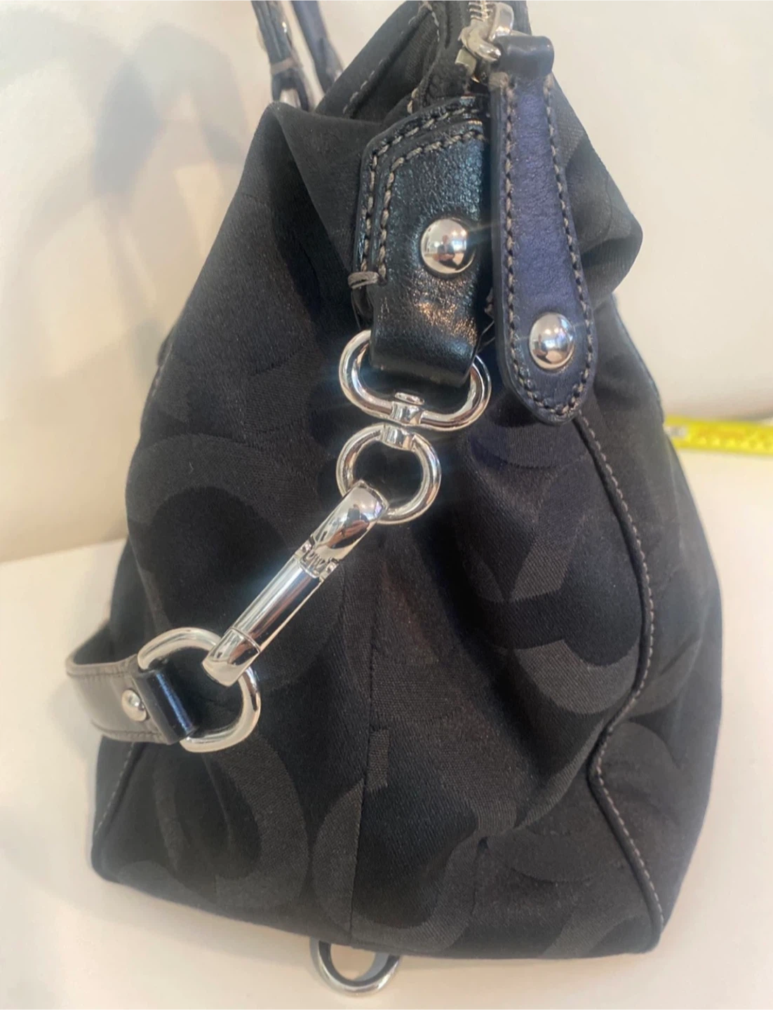 Coach Signature C Monogram Black Patent Trim Purse - photo 5