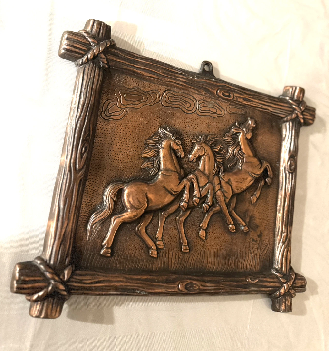 Vintage Copper Wall Art with Three Horses (13” x 10”) - photo 2