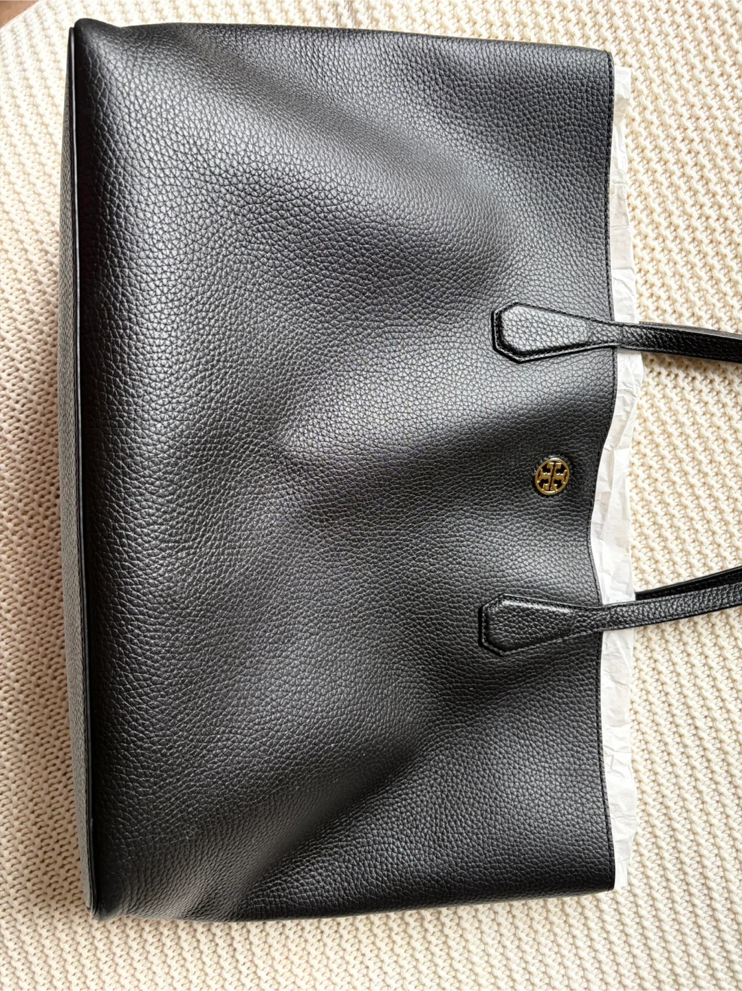 Tory Burch Brody Pebbled Leather Tote Bag Black 49122 - photo 2