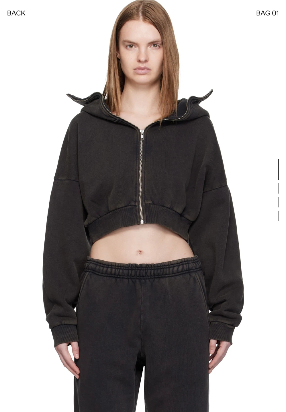 Entire Studios black cropped full zip hoodie- XL
