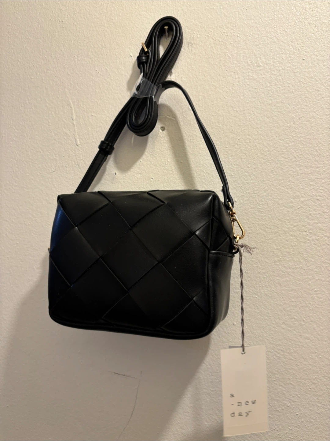NEW-A New Day Black Woven Crossbody Bag