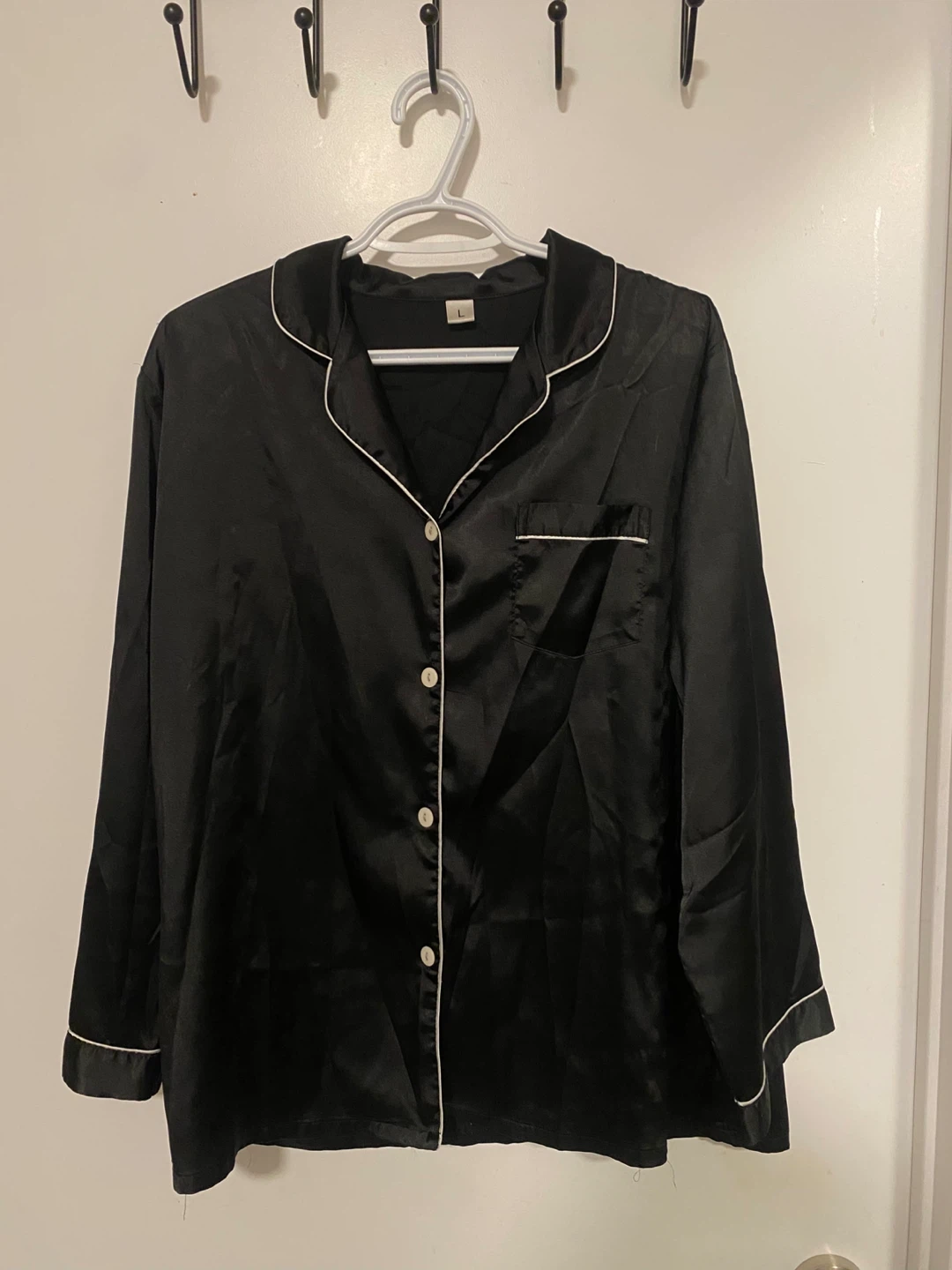 Black Satin Pajama Set Size L