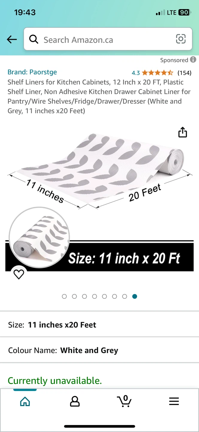20 ft long shelving liners in different patterns