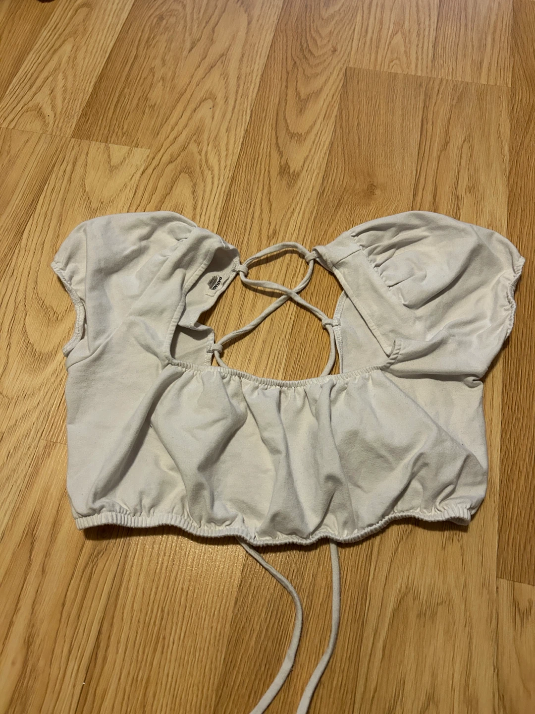Garage White Lace-Up Crop Top G/L