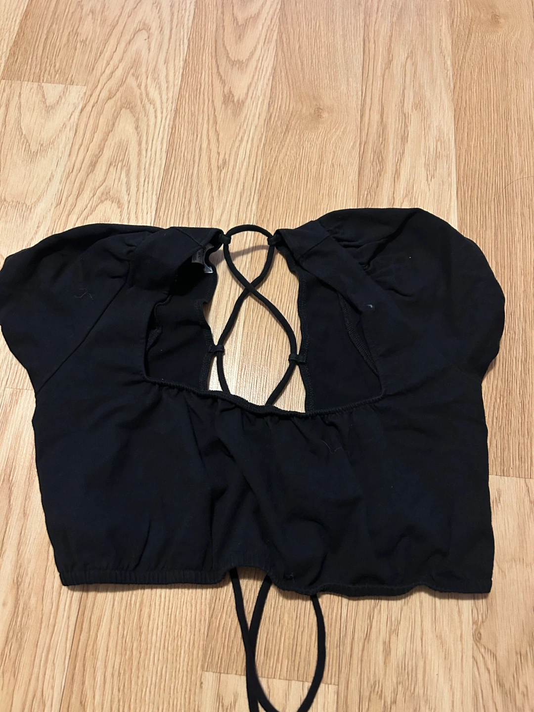 Black Crop Top with Lace-Up Back