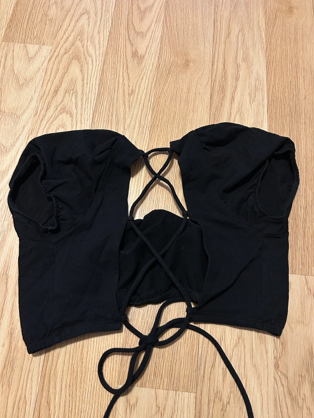 Black Crop Top with Lace-Up Back - photo 2
