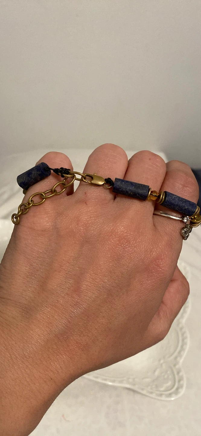 Genuine Lapis lazuli Beaded Bracelet with Brass accents - photo 5