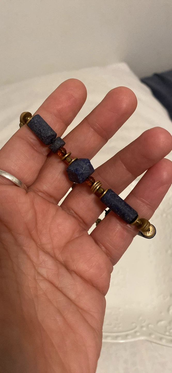 Genuine Lapis lazuli Beaded Bracelet with Brass accents - photo 4