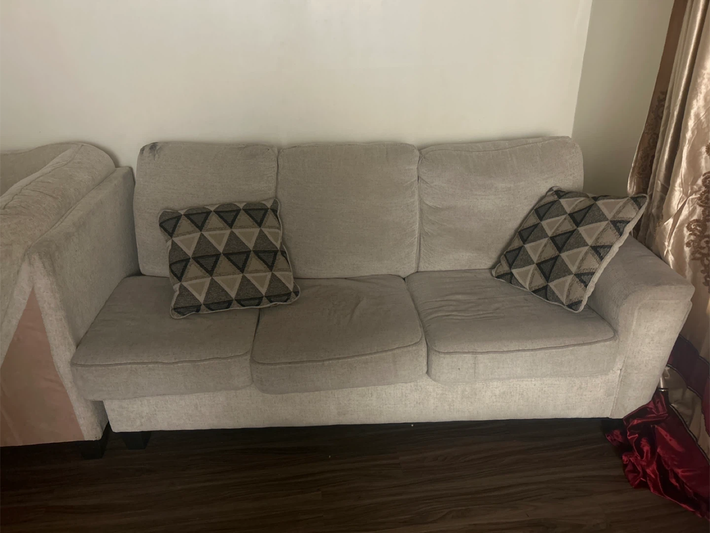 Beige Sectional Sofa with Chaise
