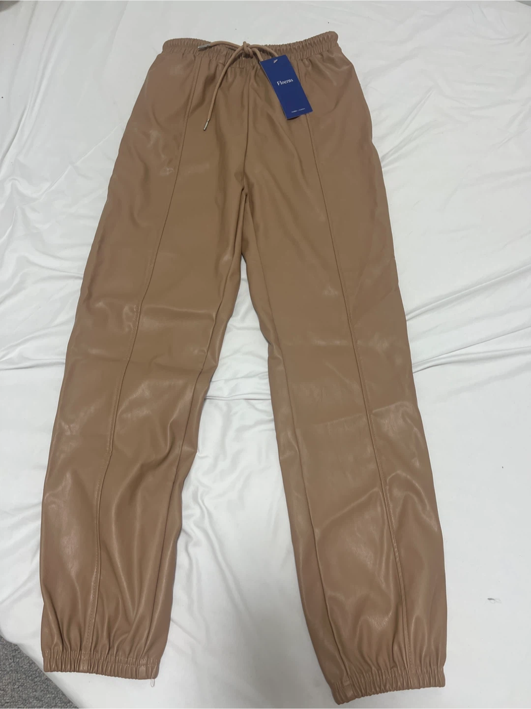 Floerns Faux Leather Joggers - Tan