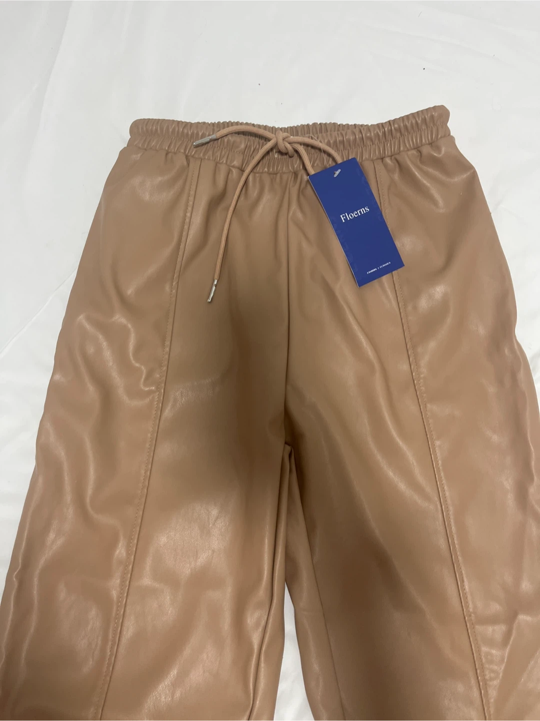 Floerns Faux Leather Joggers - Tan - photo 2
