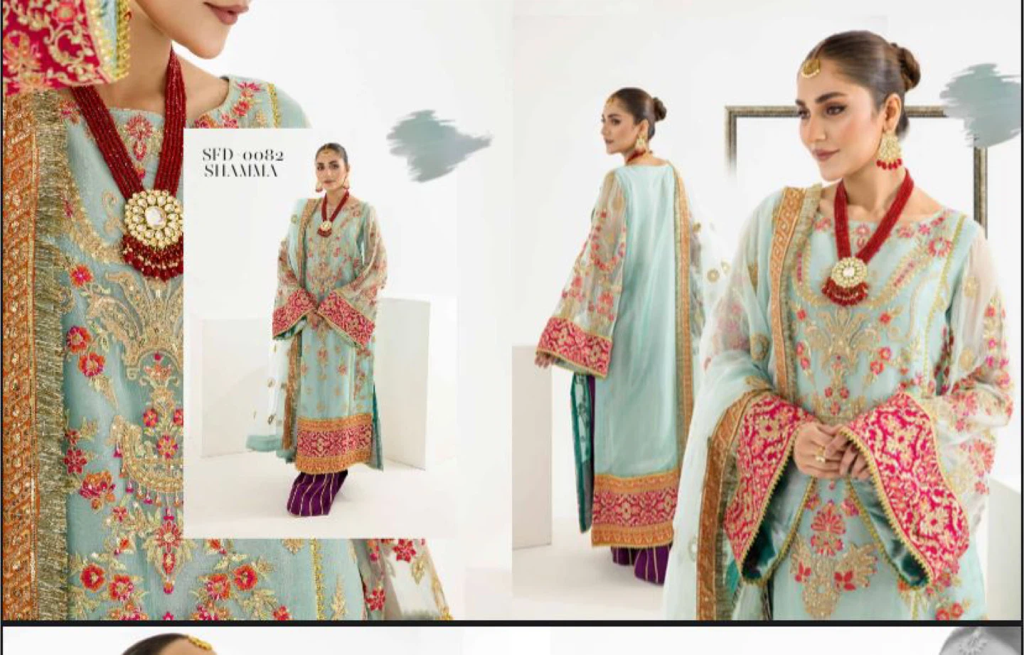 Embroidered with sequins and zari chiffon suit - photo 2