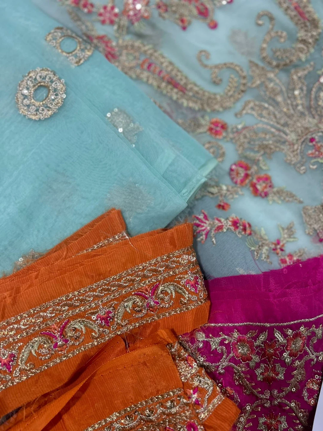Embroidered with sequins and zari chiffon suit