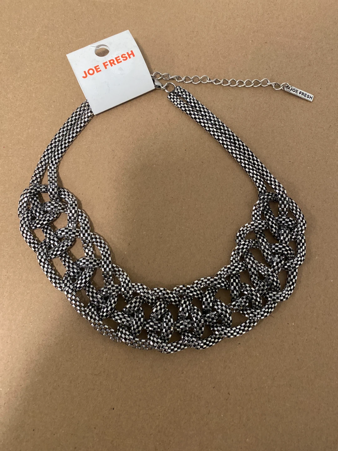 New (Unused) Joe Fresh Silver Tone Woven Braided Necklace