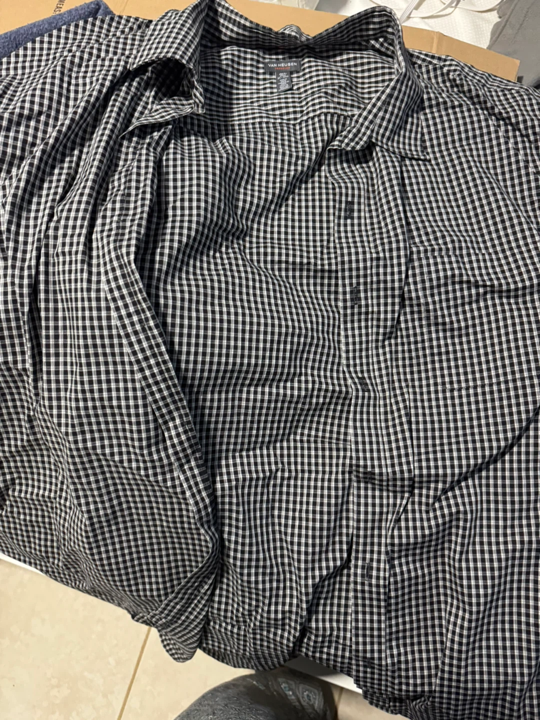 Van Heusen Travelers Gingham Button-Up Shirt 4XL Tall