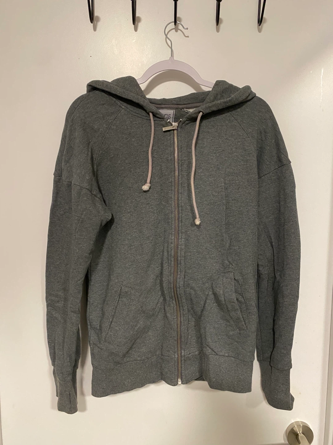 Grey Zip-Up Hoodie - Size S