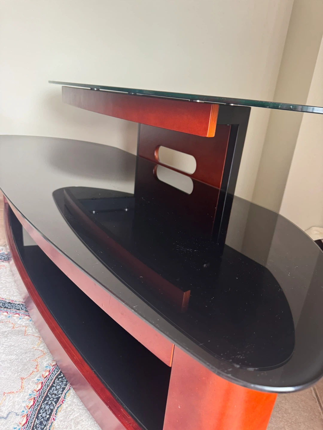 3-Tier TV Stand with Glass Shelves - photo 2