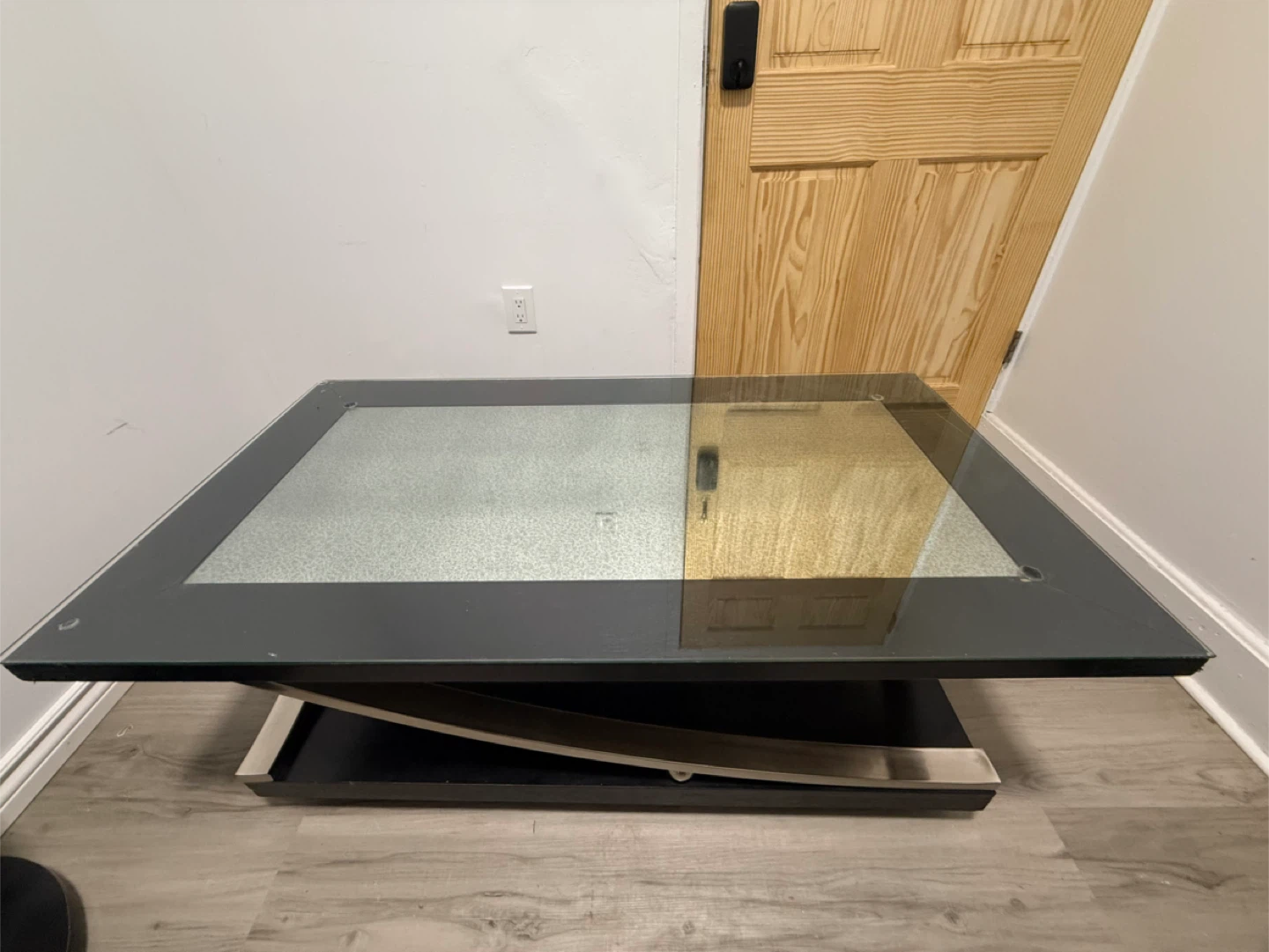 Modern Glass Coffee Table with Metal Accents