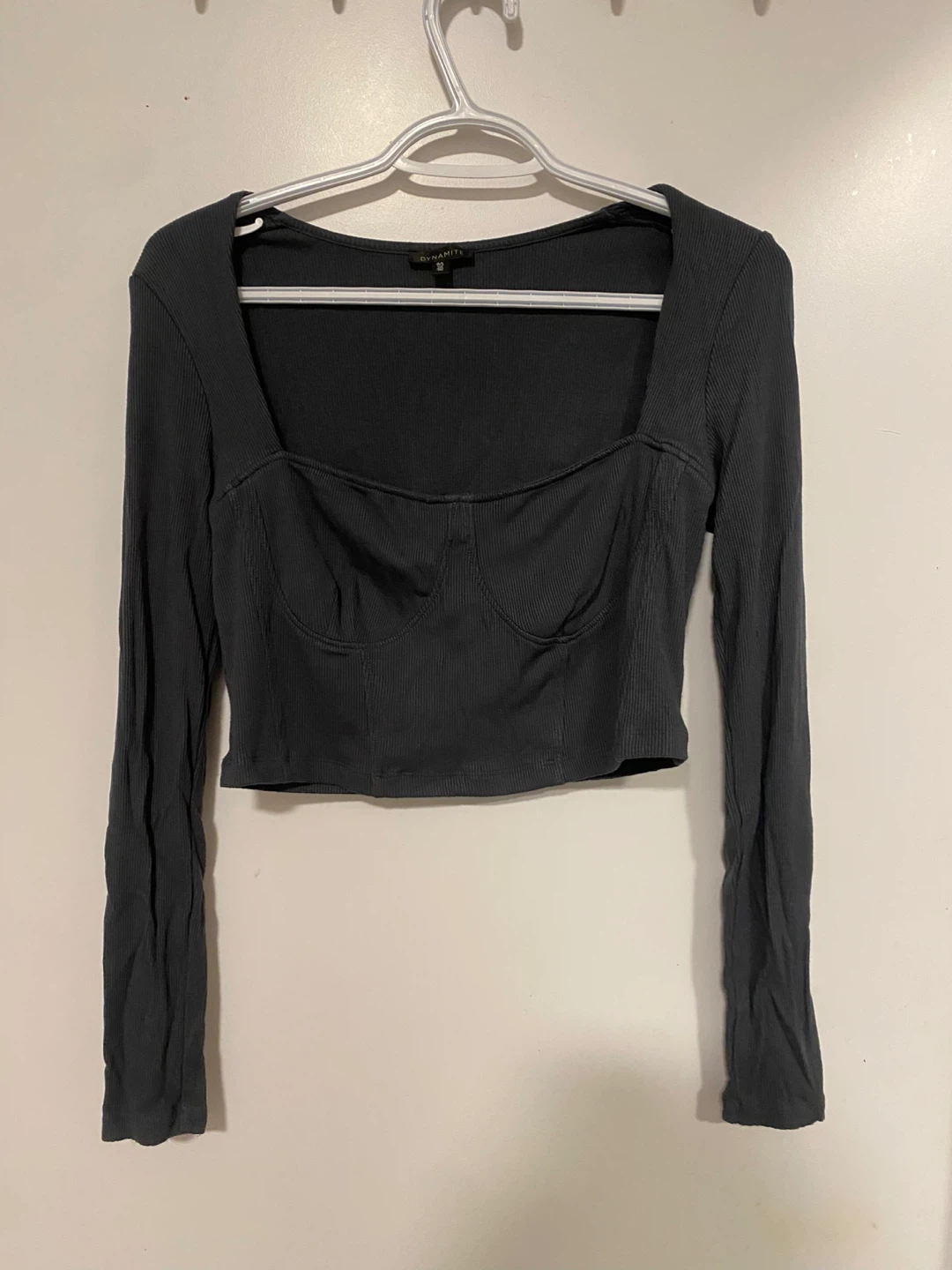 Dynamite Long Sleeve Ribbed Crop Top