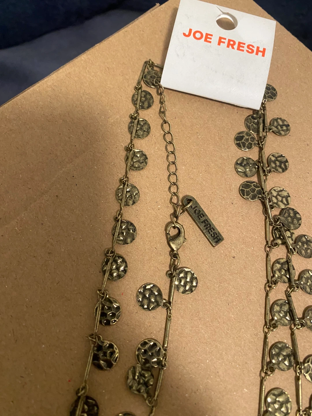 New (Unused) Gold tone Joe Fresh  Hammered Disc Necklace - photo 2