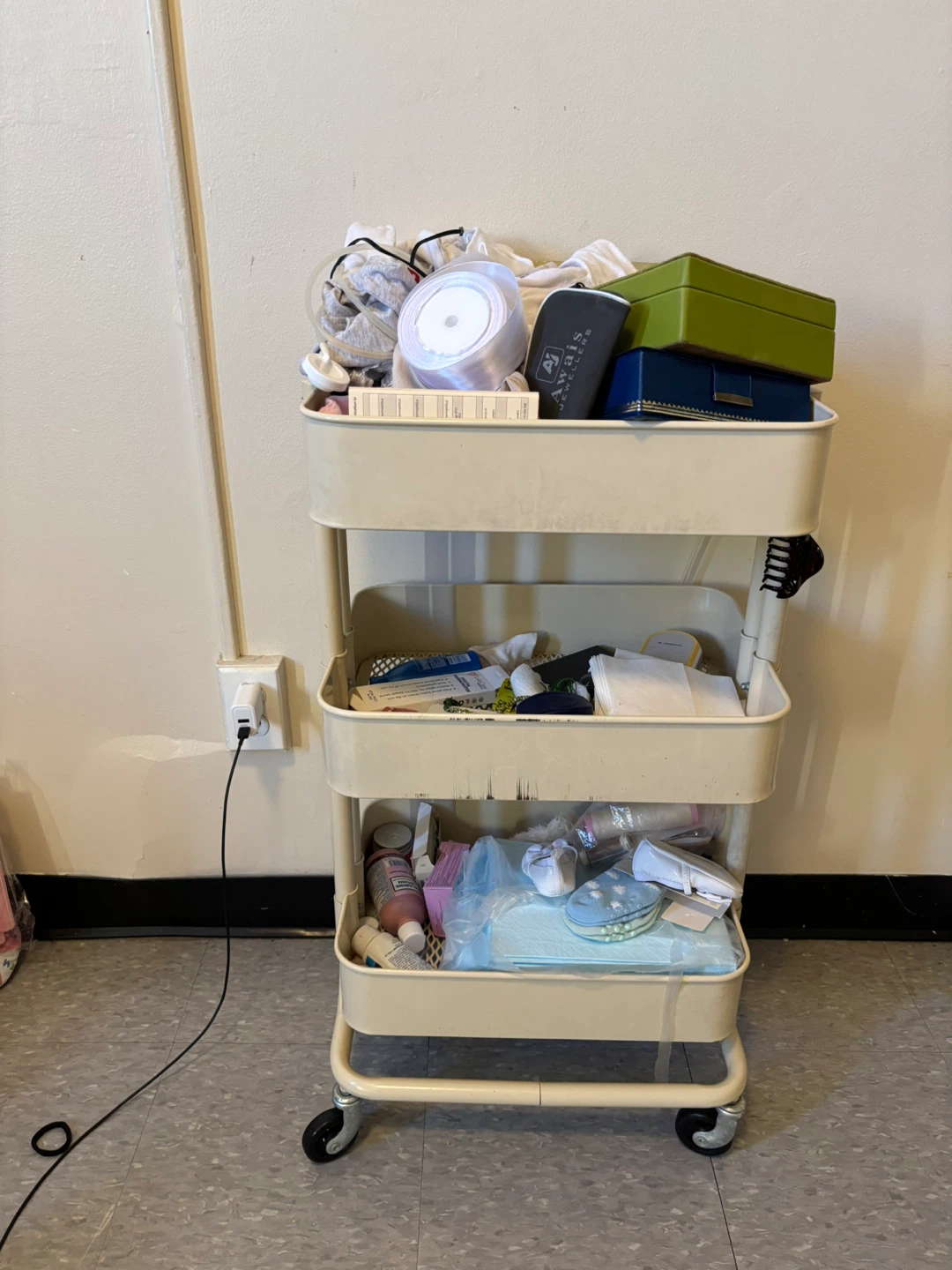 3-Tier Storage Cart with Assorted Craft Supplies