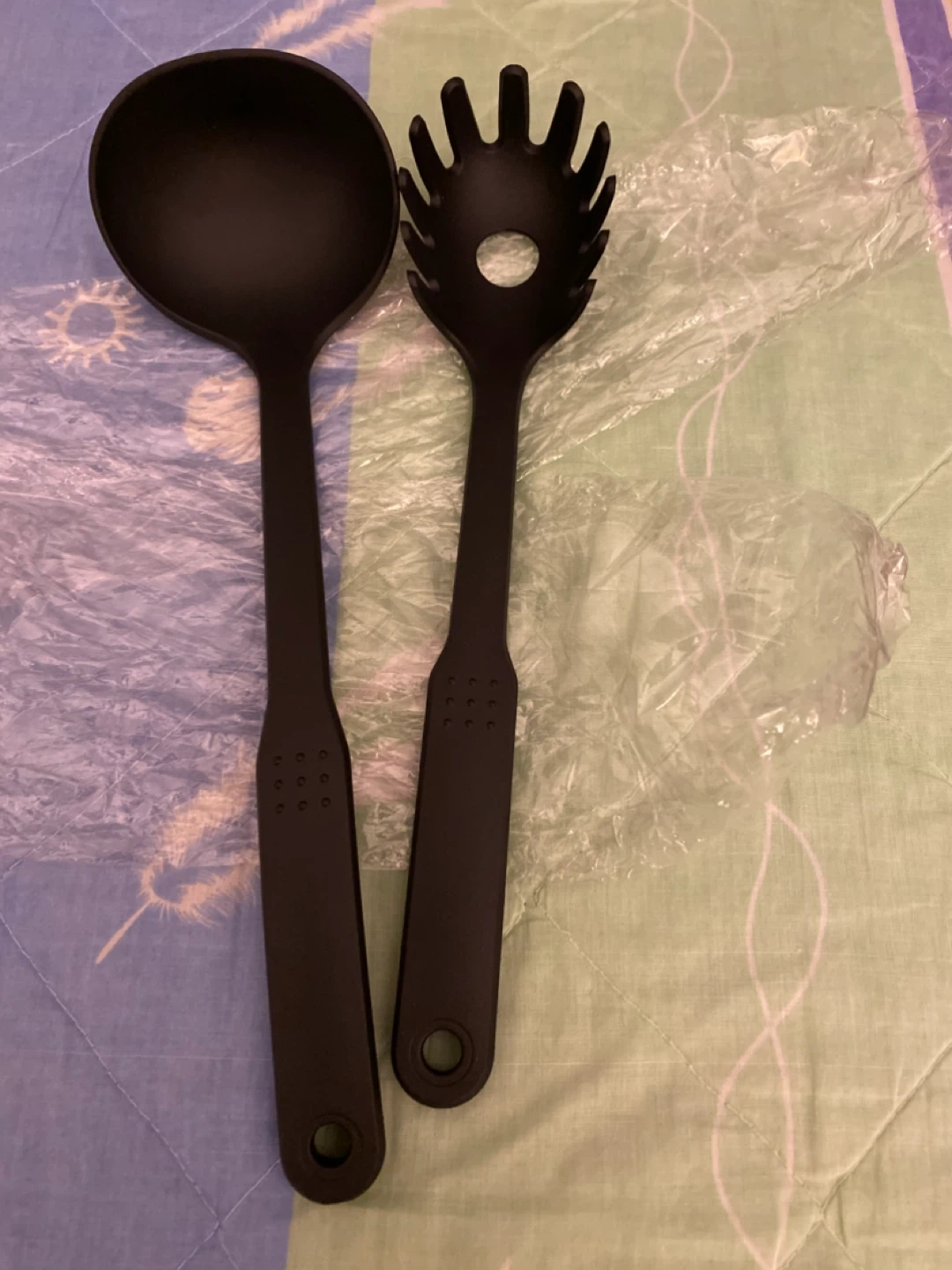 Black Ladle and Spaghetti Server Set