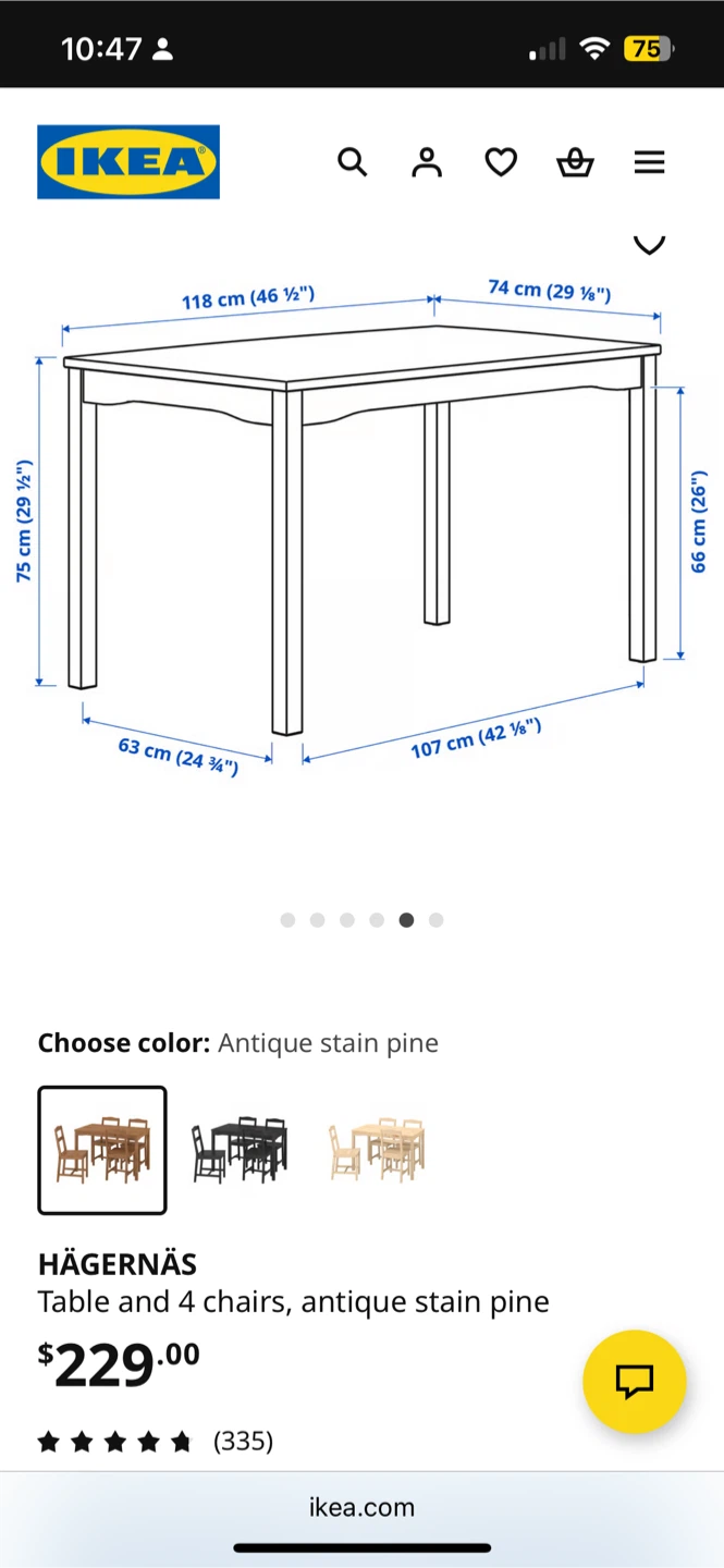 IKEA HÄGERNÄS Table and 4 Chairs, Antique Stain Pine - photo 2