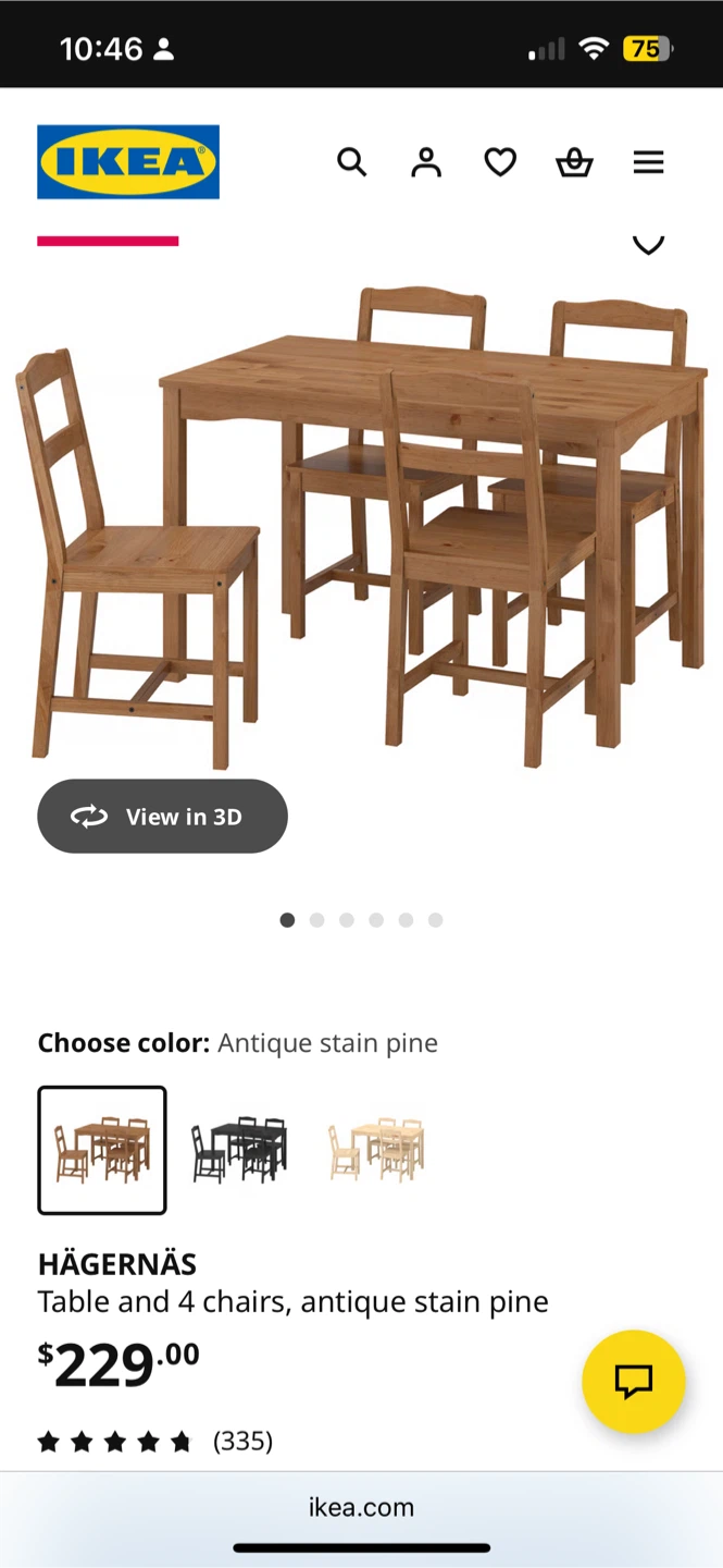 IKEA HÄGERNÄS Table and 4 Chairs, Antique Stain Pine