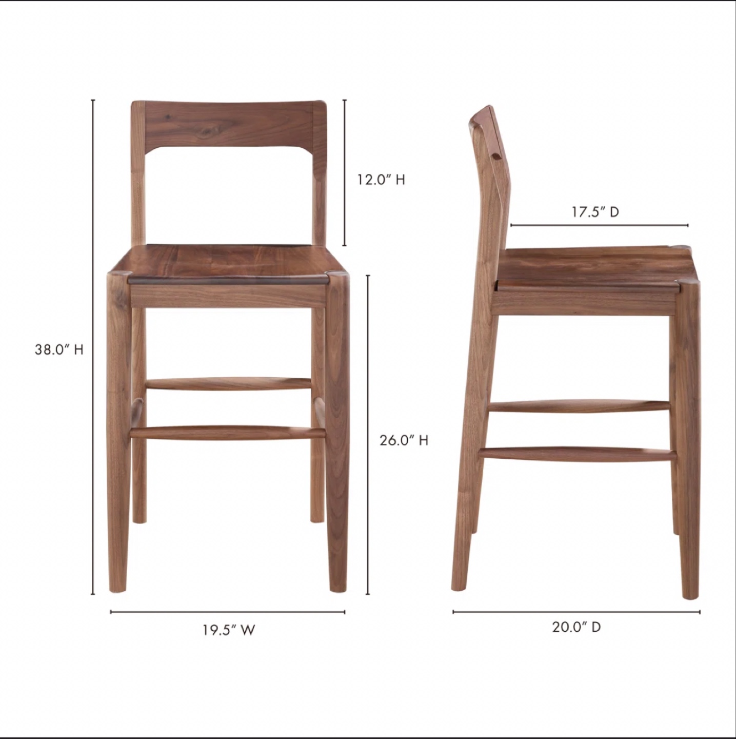 BNIB - 1 piece Mid century Walnut Counter stool - photo 2
