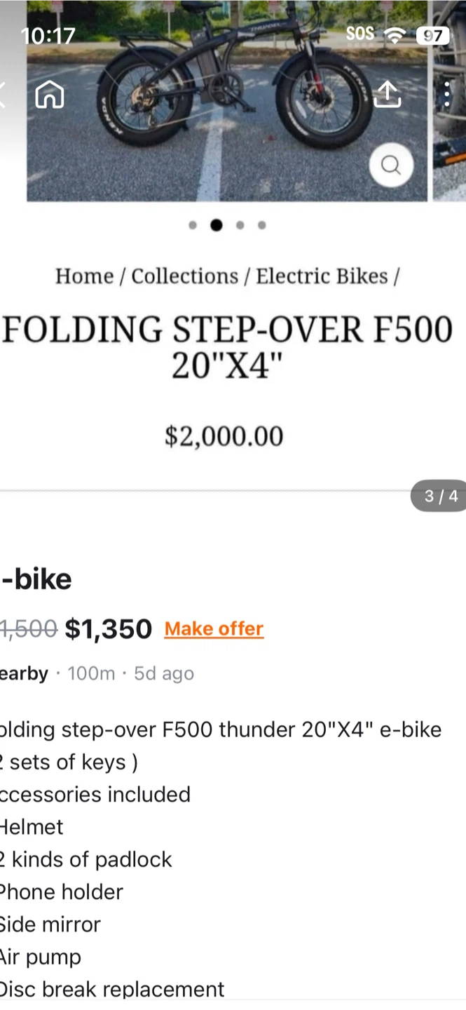 Folding Step-Over F500 Thunder E-bike - photo 2