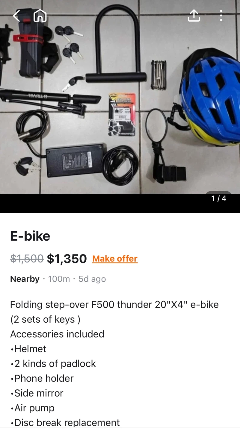 Folding Step-Over F500 Thunder E-bike - photo 3