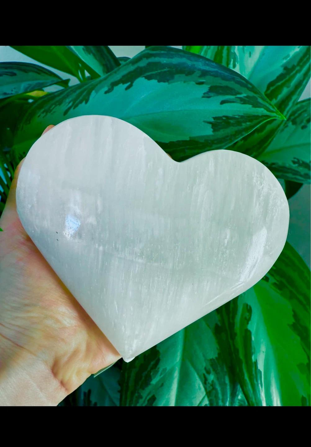 Large Moroccan Selenite Crystal Hand-Carved Heart - photo 3
