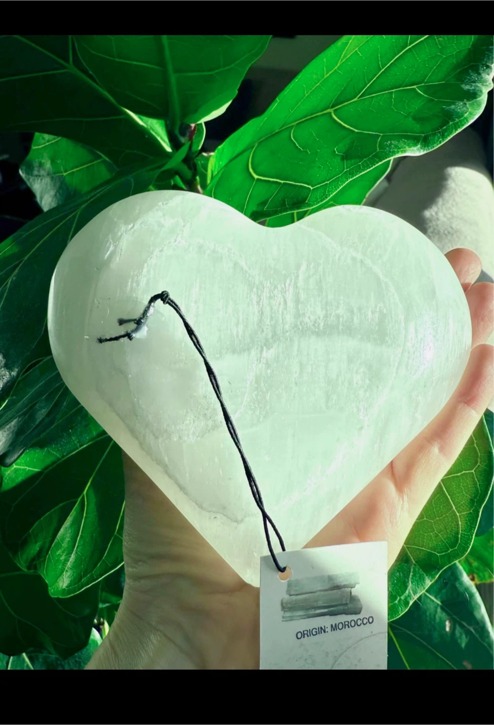 Large Moroccan Selenite Crystal Hand-Carved Heart - photo 2