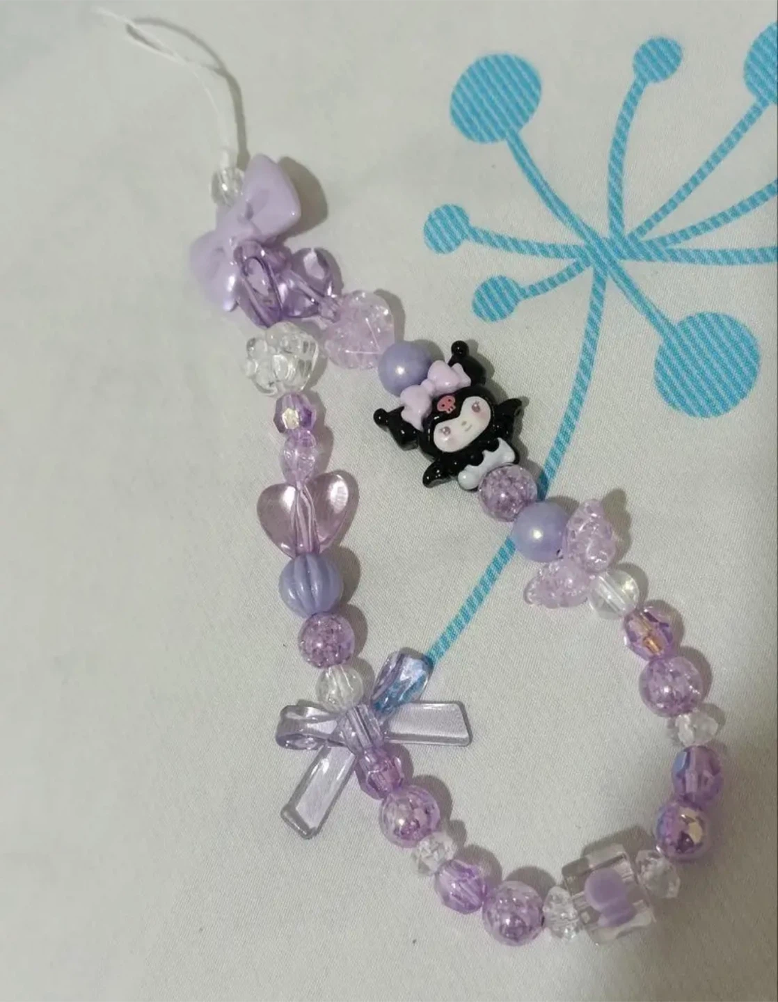 Kawaii Beaded Phone Charm with Kuromi - photo 3