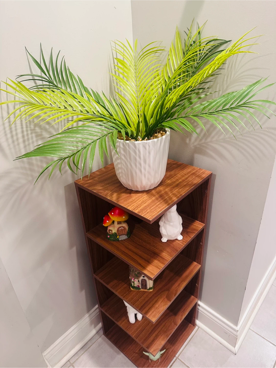 Corner Shelf Unit with Faux Plant - photo 2