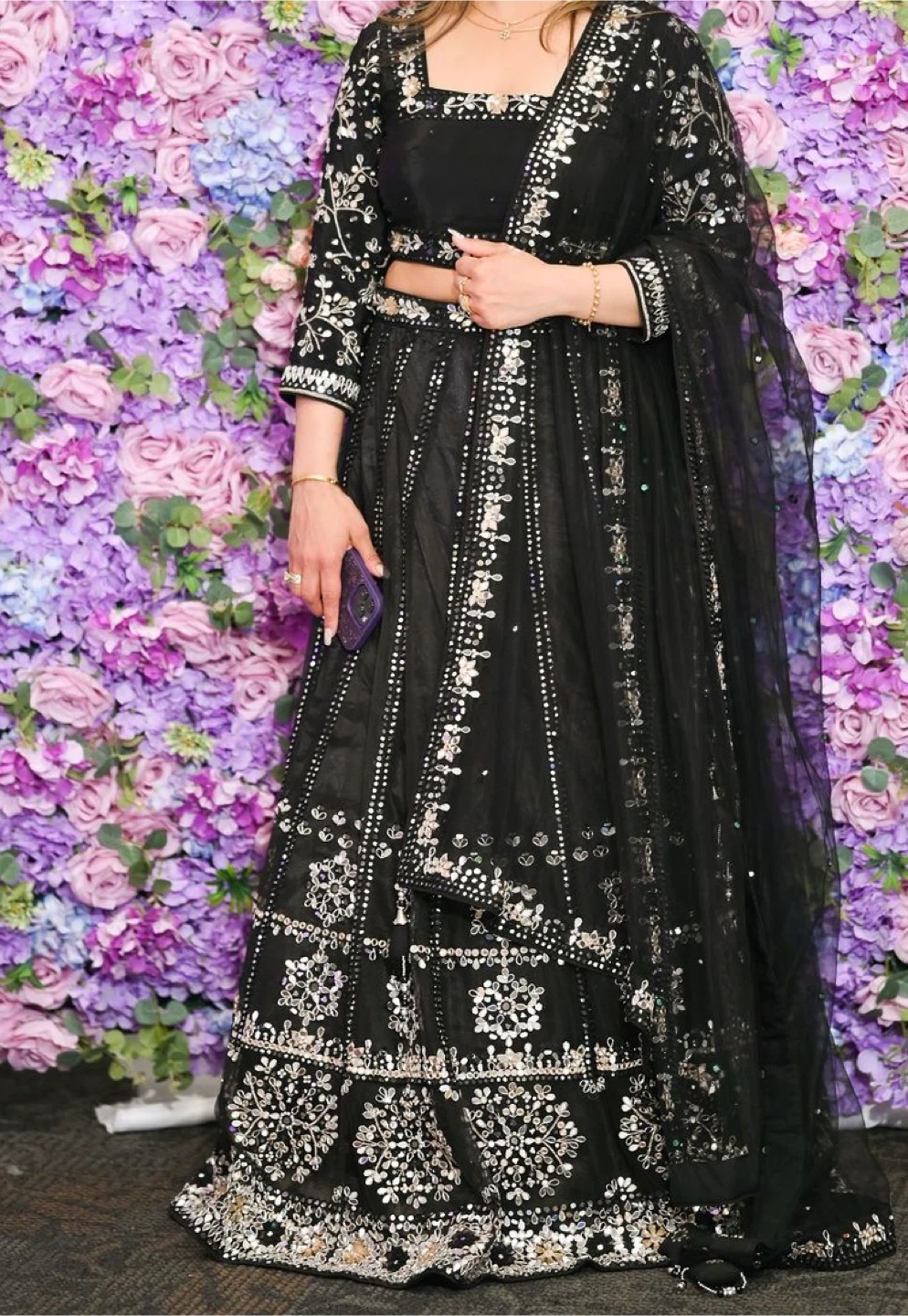 Black Embroidered Lehenga Choli with Dupatta