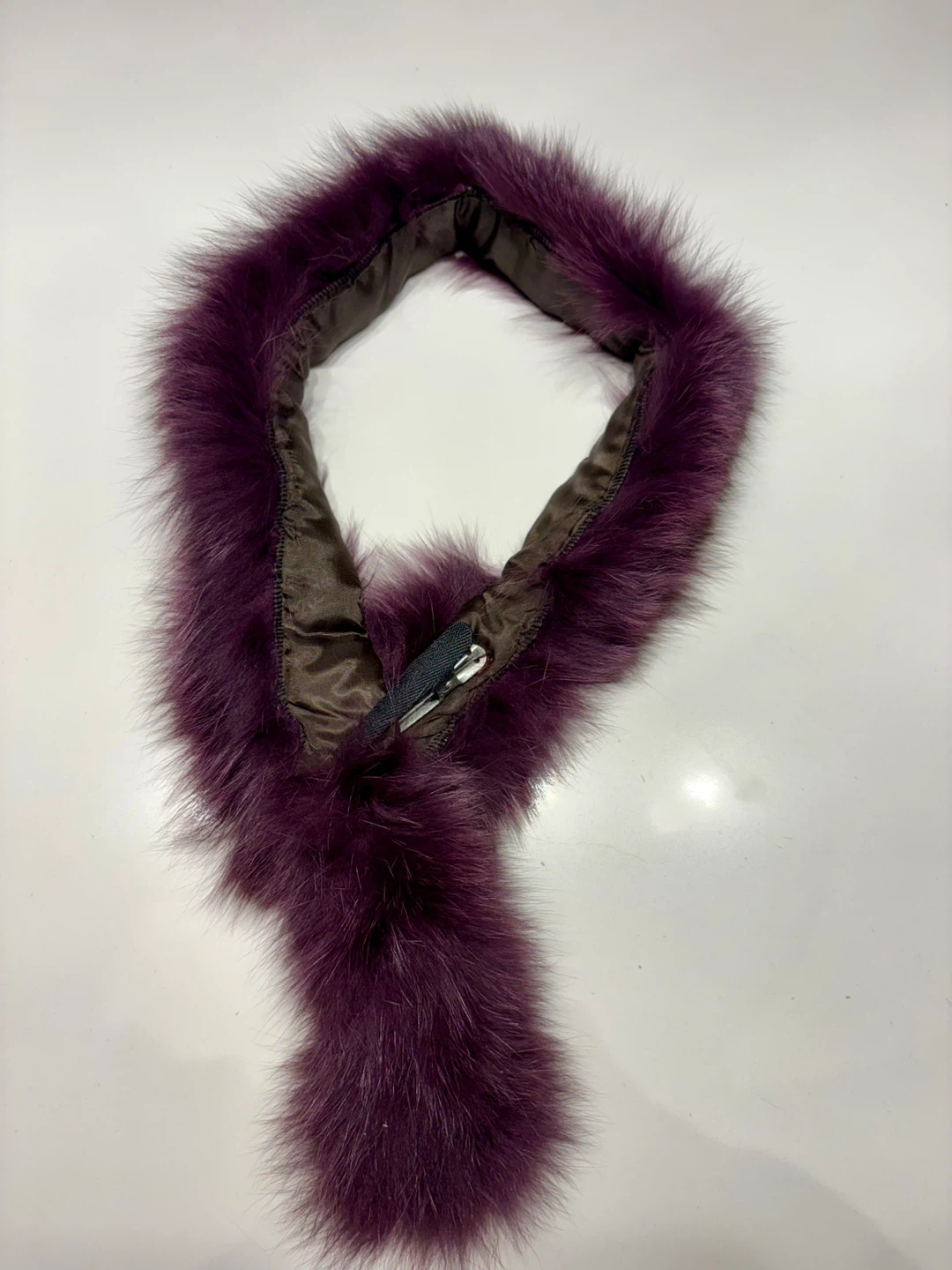 Purple Rabbit Fur Scarf with Buckle - photo 3
