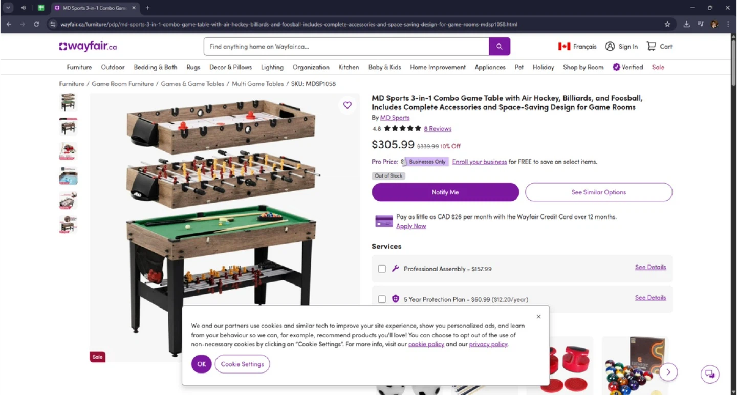 MD Sports 4ft 3-in-1 Combo Game Table - photo 2