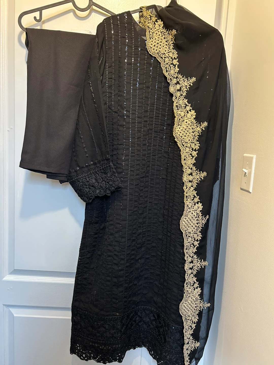 Black Chiffon 3 Pcs Dress