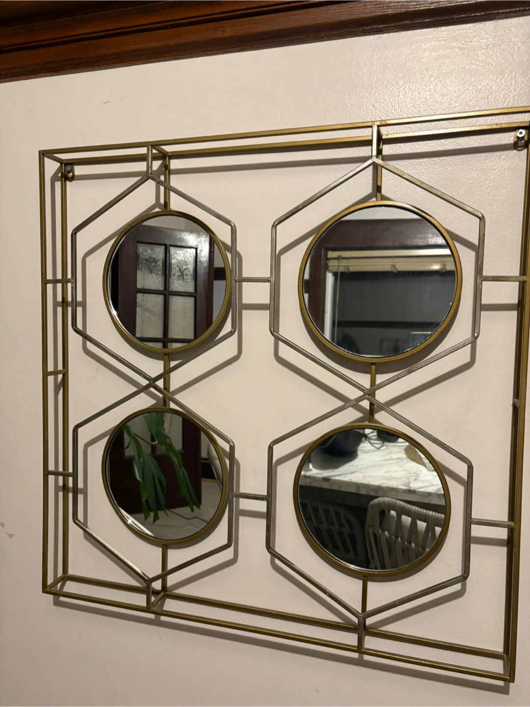 Geometric Gold Wall Mirror with 4 Oval Mirrors - photo 2