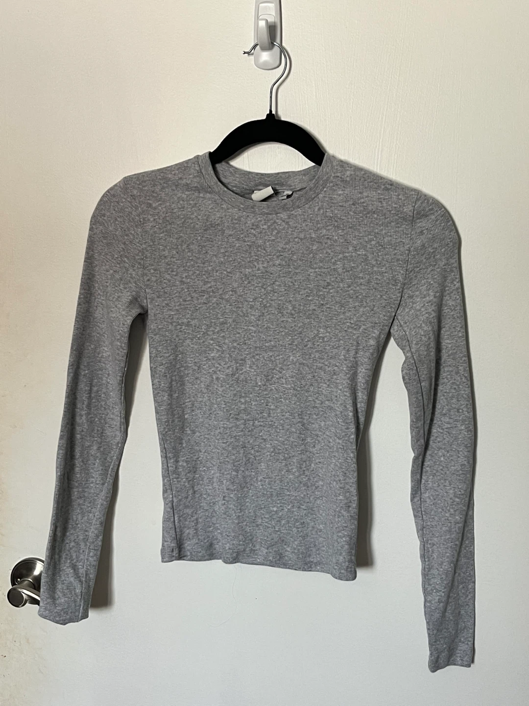 Aritzia Homestretch Grey Ribbed Long Sleeve Top | Women