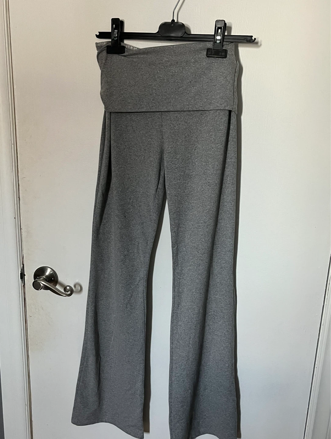 Grey Foldover Flare Pants | Women