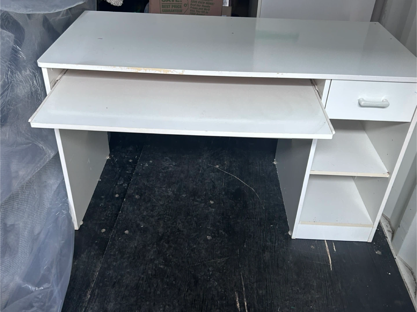 White Desk with Keyboard Tray and Drawer - photo 3