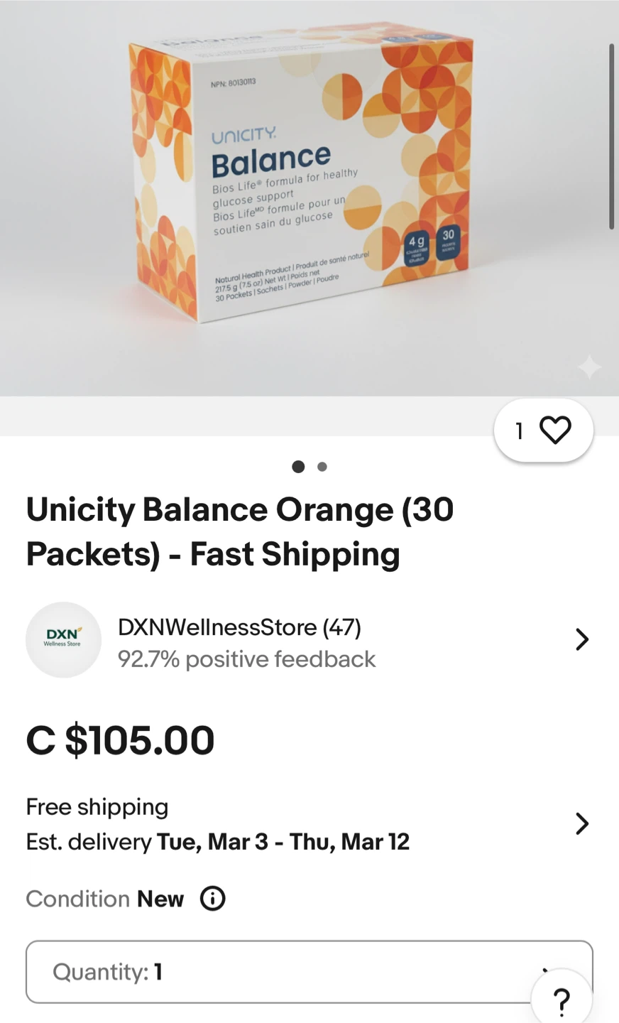 Unicity Balance Orange Glucose Support (30 Packets) - photo 4