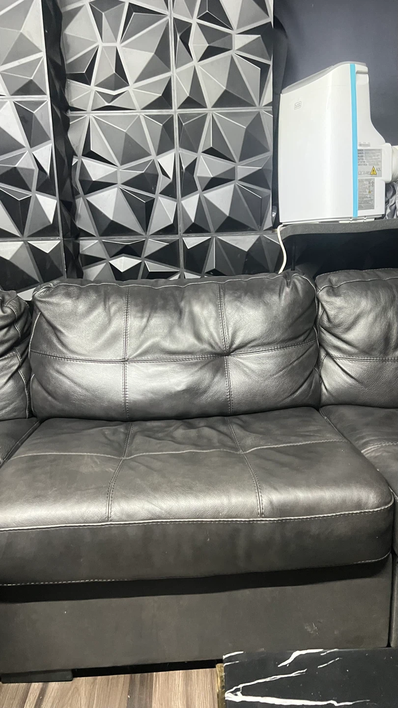 Black Leather Sectional Sofa - photo 3